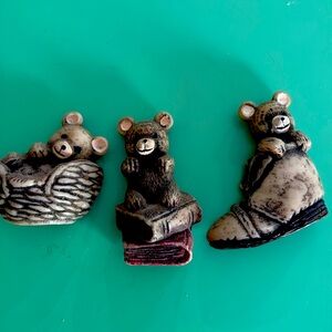 VINTAGE Bears Refrigerator Boards  Magnets Decoration Lot of 3 Resin